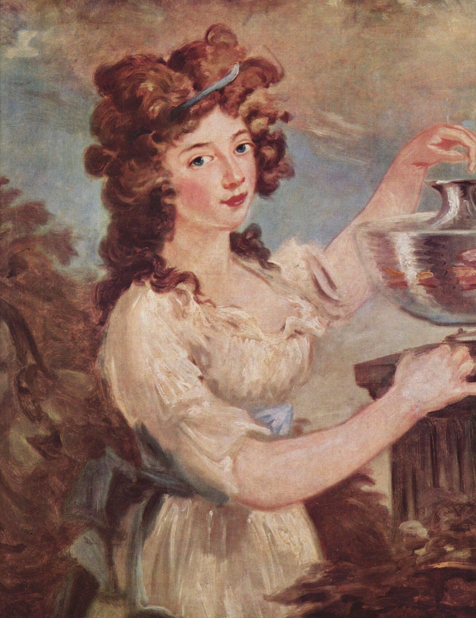 Retrato de una joven con un pez de colores de Carl Frederik von Breda