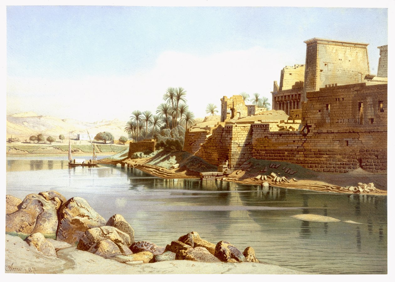 Templo de Isis en Philae, 1870 de Carl Friedrich Heinrich Werner