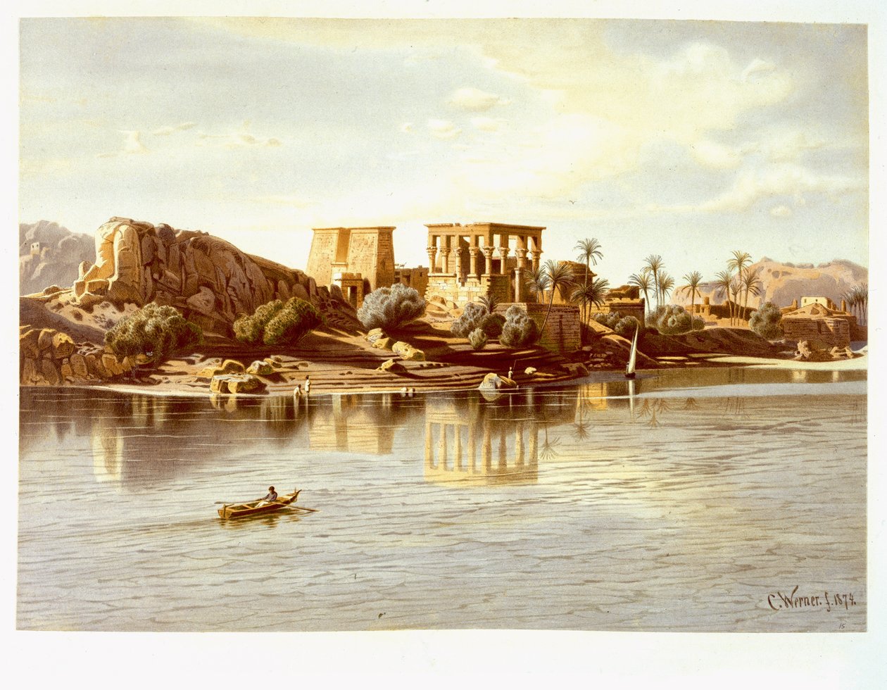 Vista de la isla Philae, 1874 de Carl Friedrich Heinrich Werner