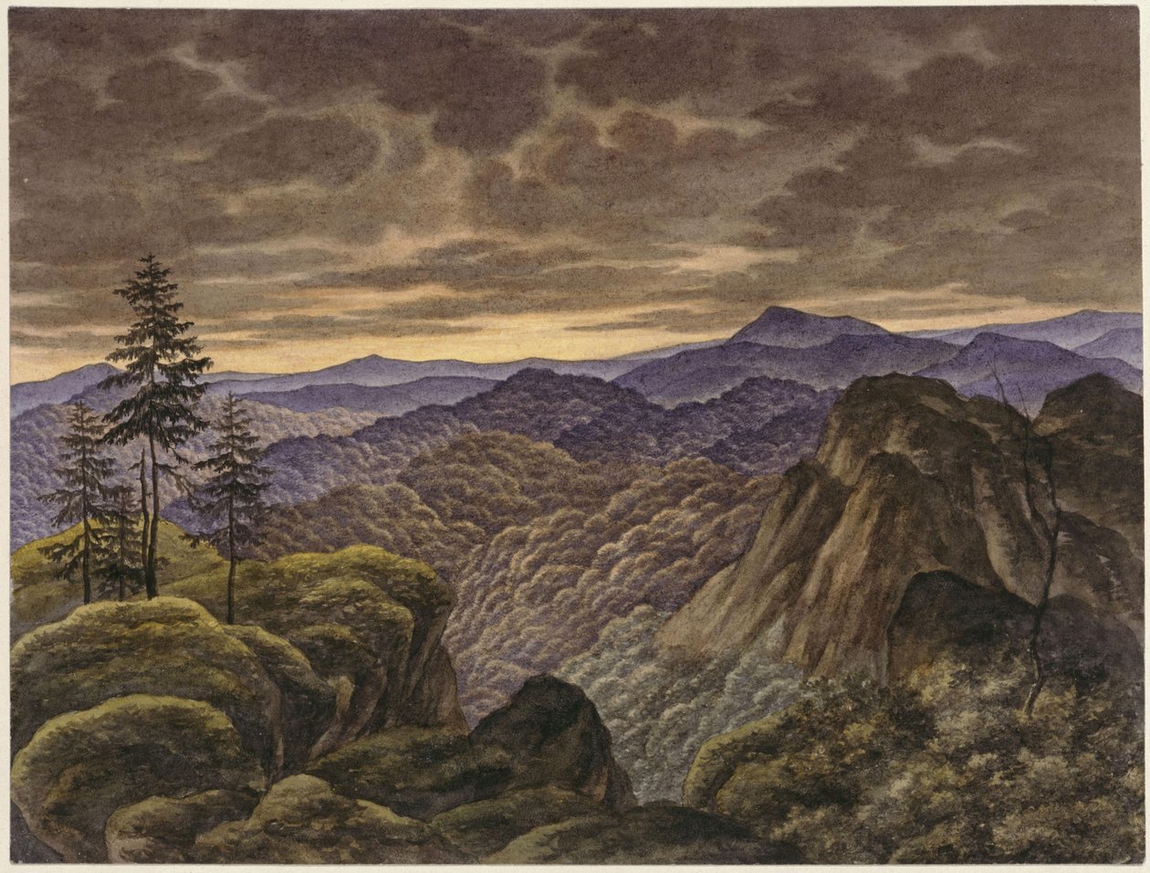 Paisaje montañoso al atardecer de Carl Friedrich Lessing