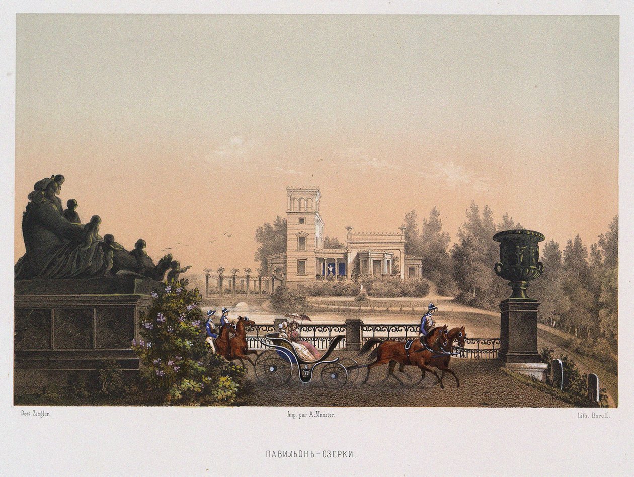 El pabellón rosa Pabellón Ozerki en el parque Peterhof, 1853 de Carl Friedrich Ziegler von Schaffhausen