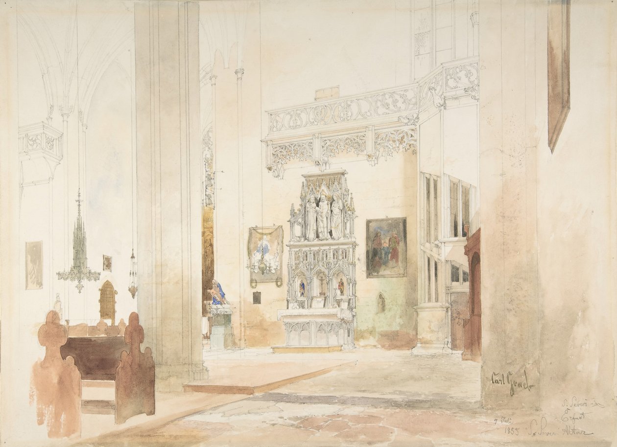 Interior de la iglesia de San Severino en Erfurt, 1855 de Carl Georg Anton Graeb