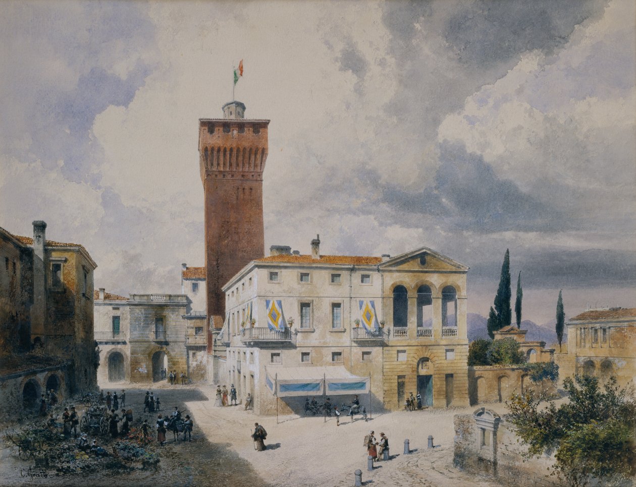 Mercado en Piacenza de Carl Georg Anton Graeb
