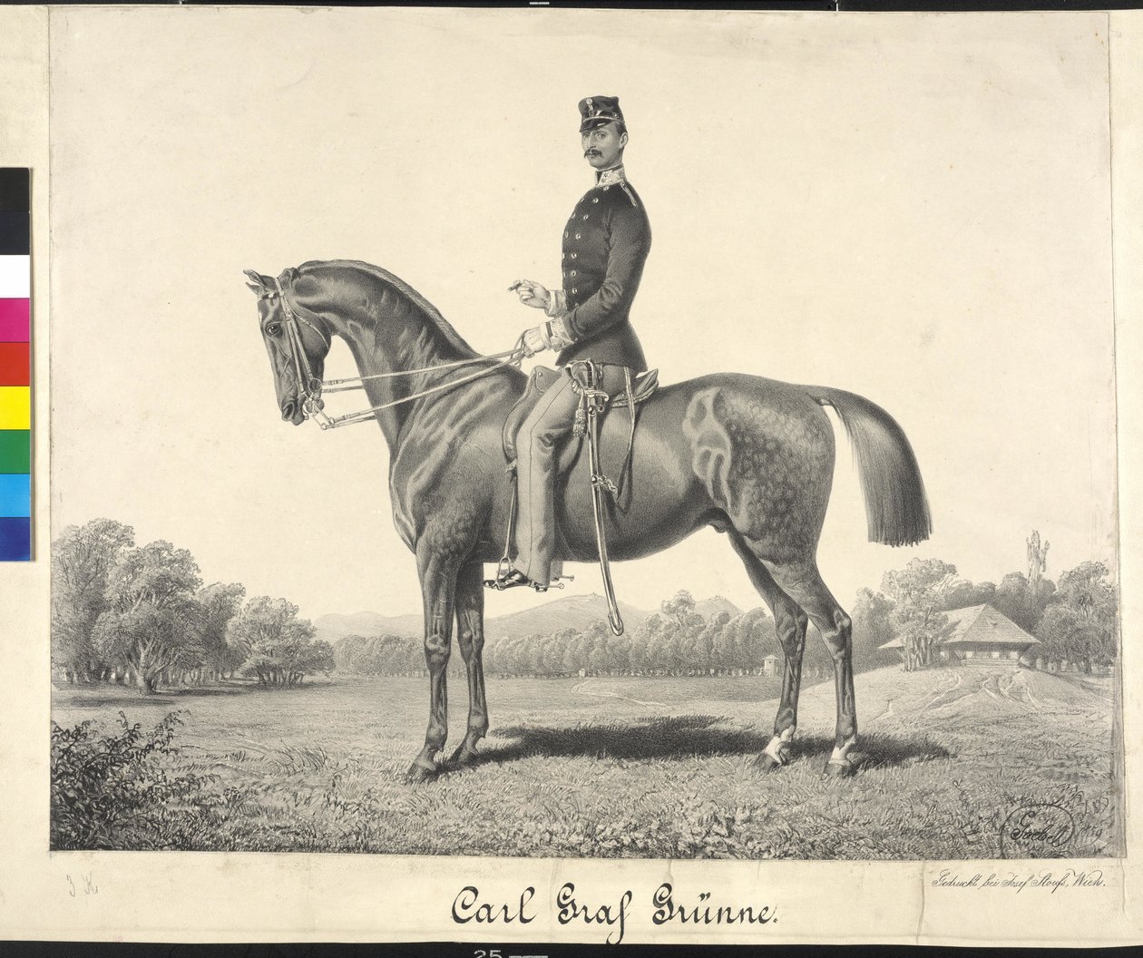 Retrato ecuestre Carl conde Gruenne de Carl Goebel