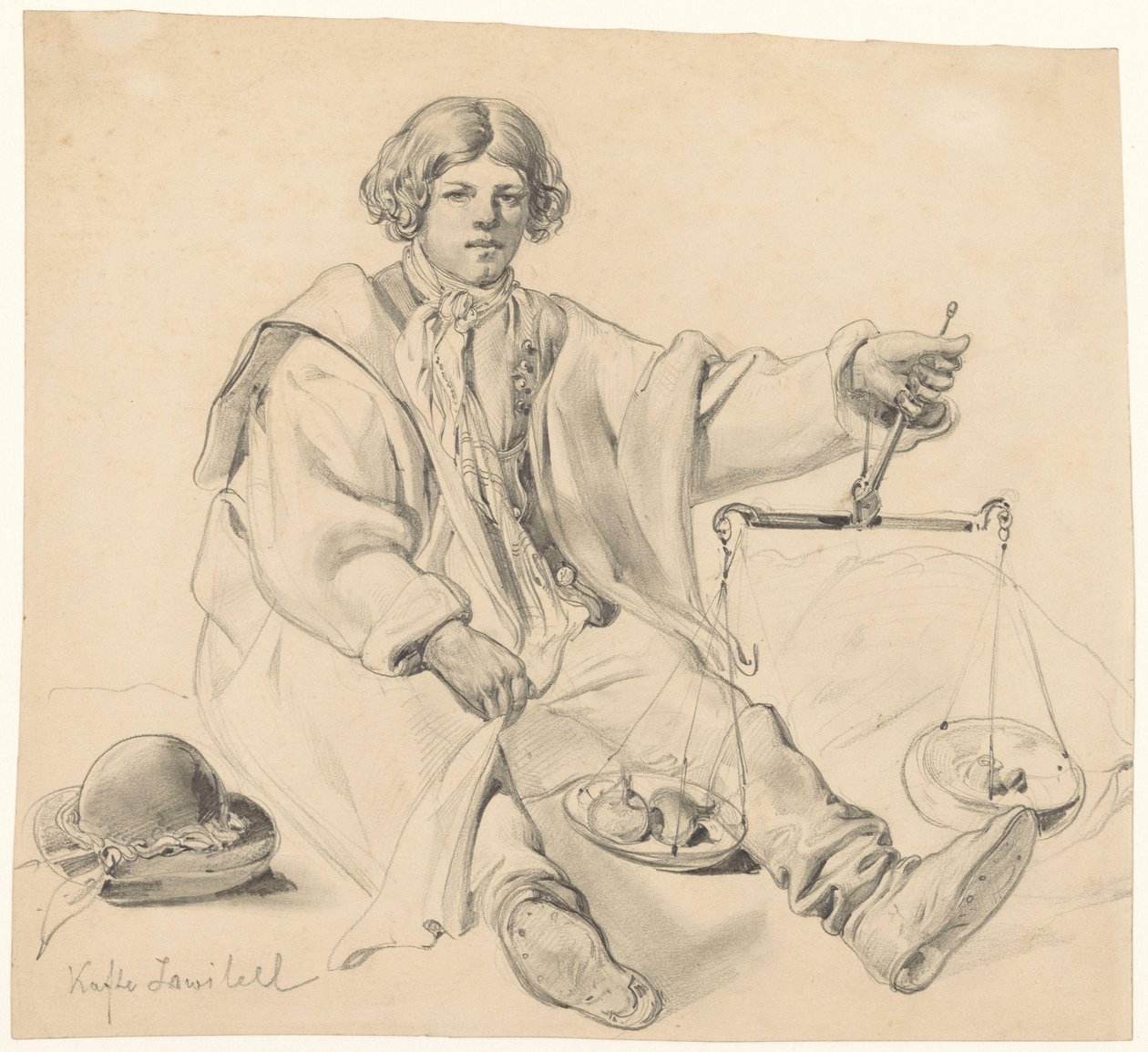 Vendedor de cebollas croata sentado de Carl Goebel