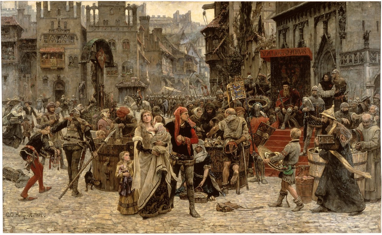 Sueco: Valdemar Atterdag pide rescate por Visby en 1361
 Valdemar Atterdag pide el rescate de Visby en 1361 de Carl Gustaf Hellqvist