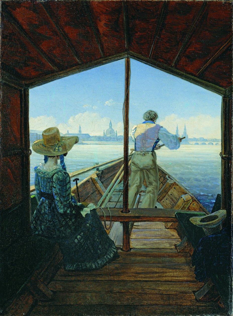 Paseo en barcaza por el Elba, cerca de Dresde (Mañana en el Elba) de Carl Gustav Carus
