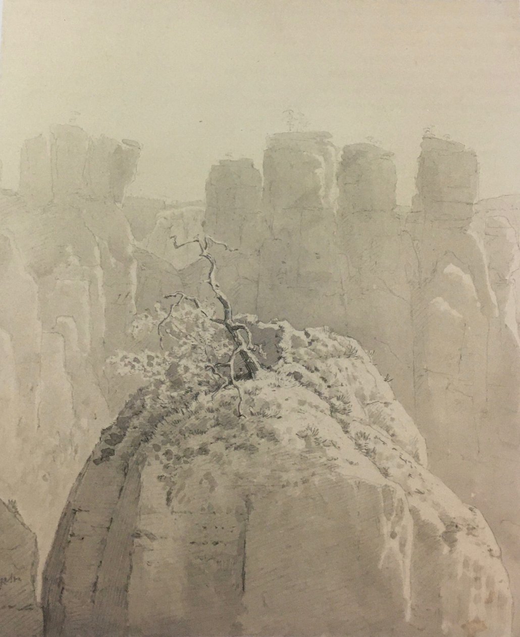 Alemán: Vista desde el puente Bastei en la Suiza sajona hasta el Kleine Gans de Carl Gustav Carus