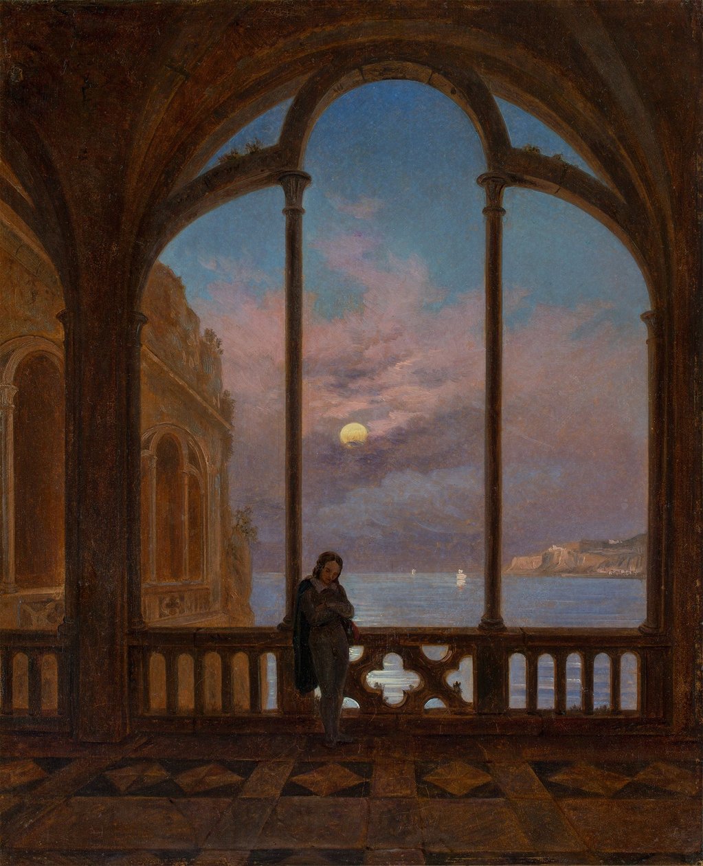 Alemán: Memoria de Nápoles (Noche de luna sobre el Mediterráneo) de Carl Gustav Carus
