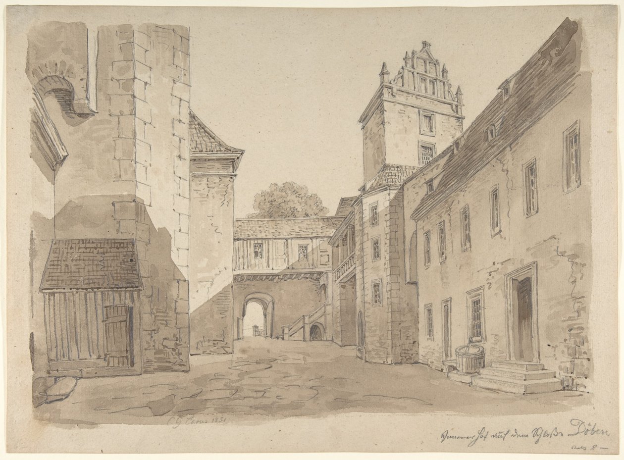 Vista del Patio del Castillo en Döben de Carl Gustav Carus
