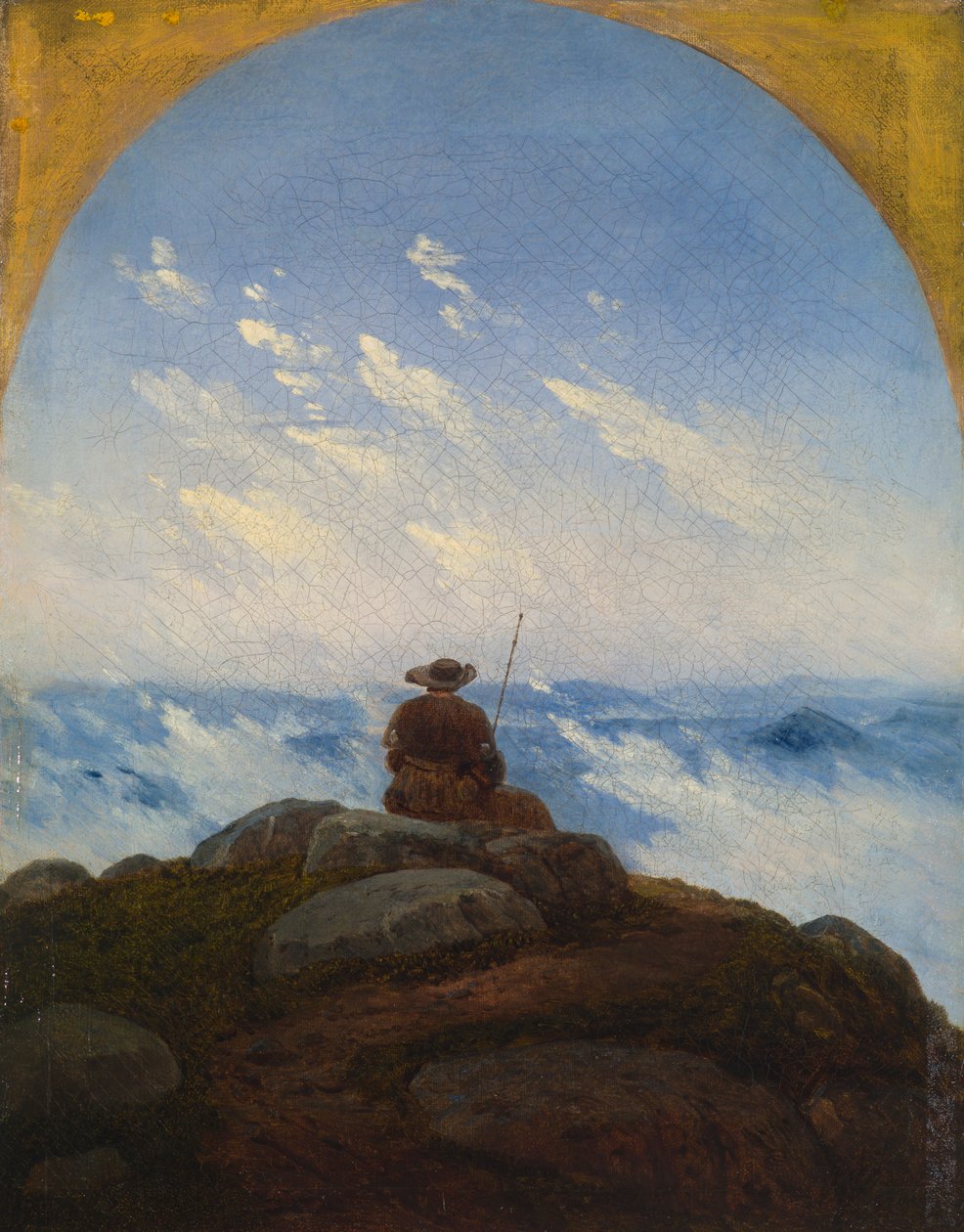 Caminante en la cima de la montaña de Carl Gustav Carus
