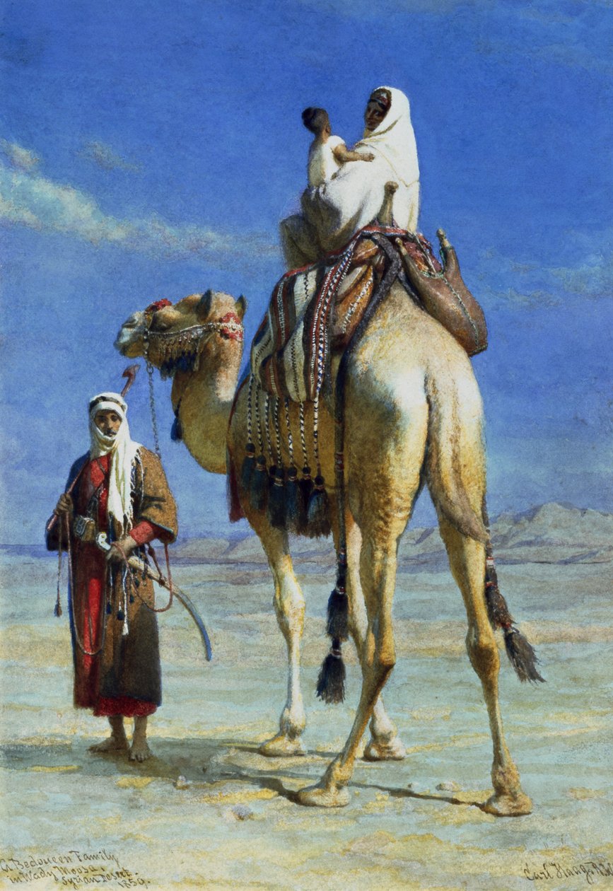 Una familia beduina en Wady Mousa, desierto sirio, 1859 de Carl Haag