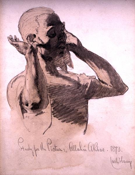 Figura rezando, un estudio para la imagen, Allaha Akbar, 1873 de Carl Haag