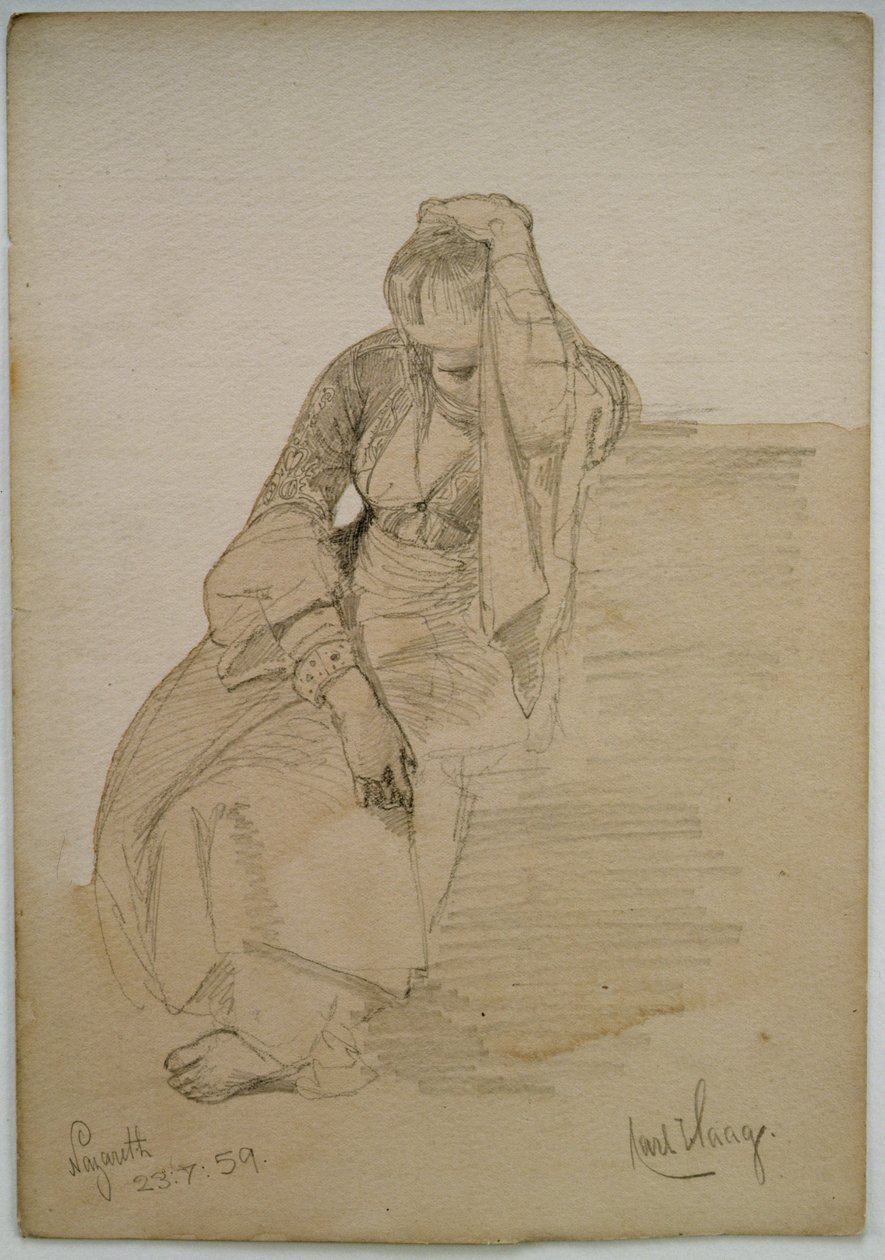 Estudio de una dama sentada, Nazaret, 1859 de Carl Haag