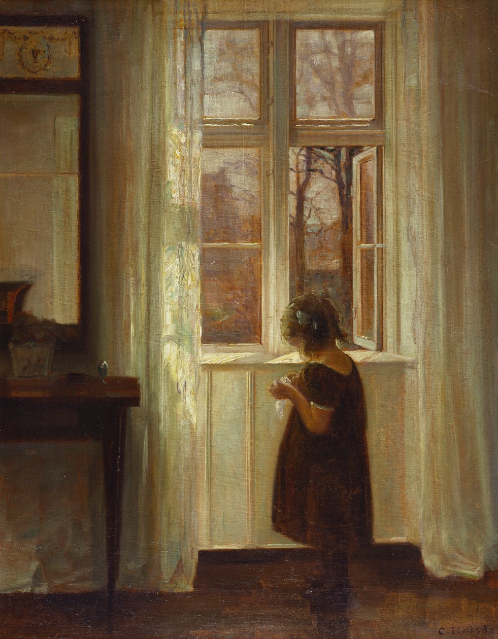 Una Chica de Pie en una Ventana de Carl Holsoe