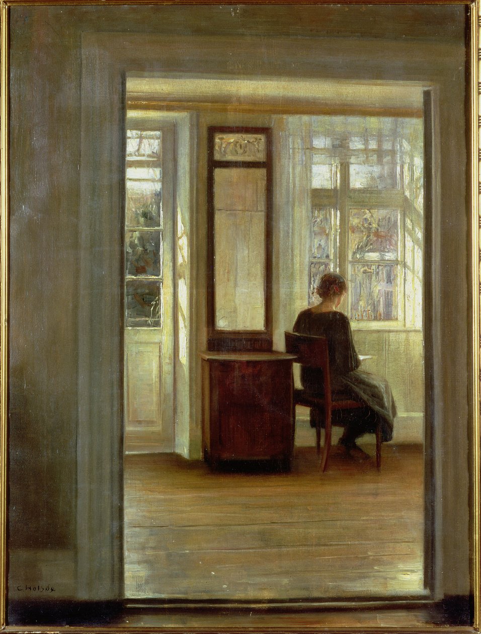 Una dama en un interior de Carl Holsoe
