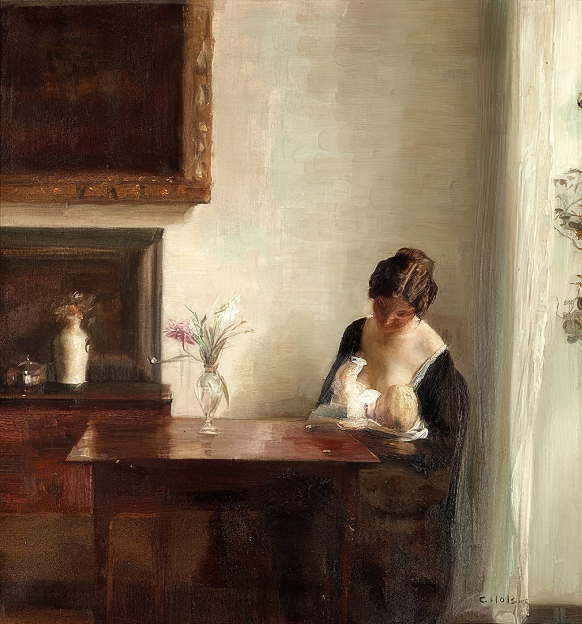 Interior con madre e hijo de Carl Holsoe