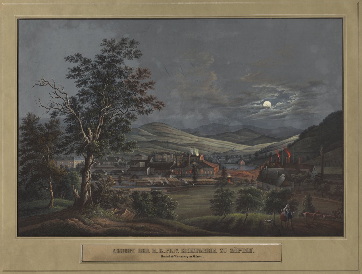 Vista de la Fábrica Privada de Hierro K. K. en Zöptau, c. 1850 de Carl Julius Rieden