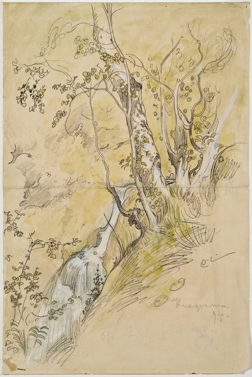 Abedules junto a un arroyo de Carl Larsson