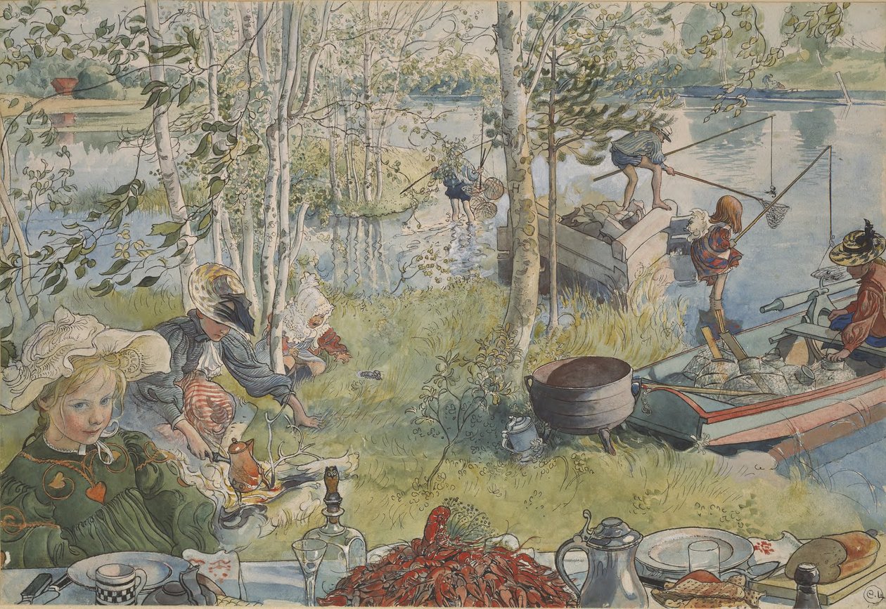 Pesca de cangrejos de río de Carl Larsson