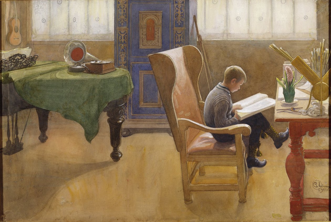 Esbjörn en el Rincón de estudio de Carl Larsson