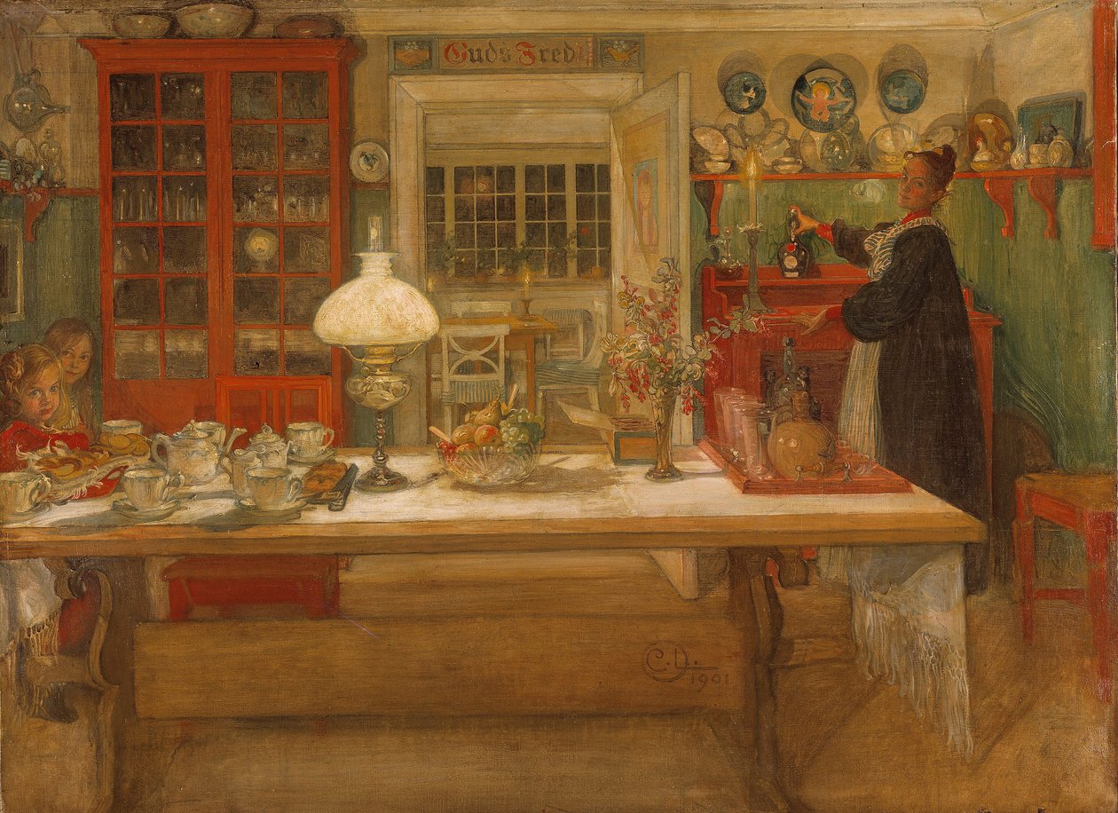Preparándose para un juego, 1901 de Carl Larsson