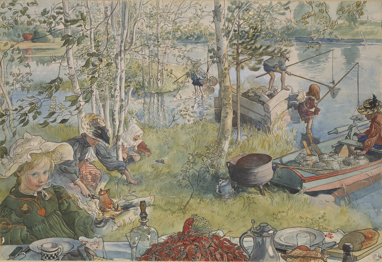 La pesca de cangrejos de Carl Larsson