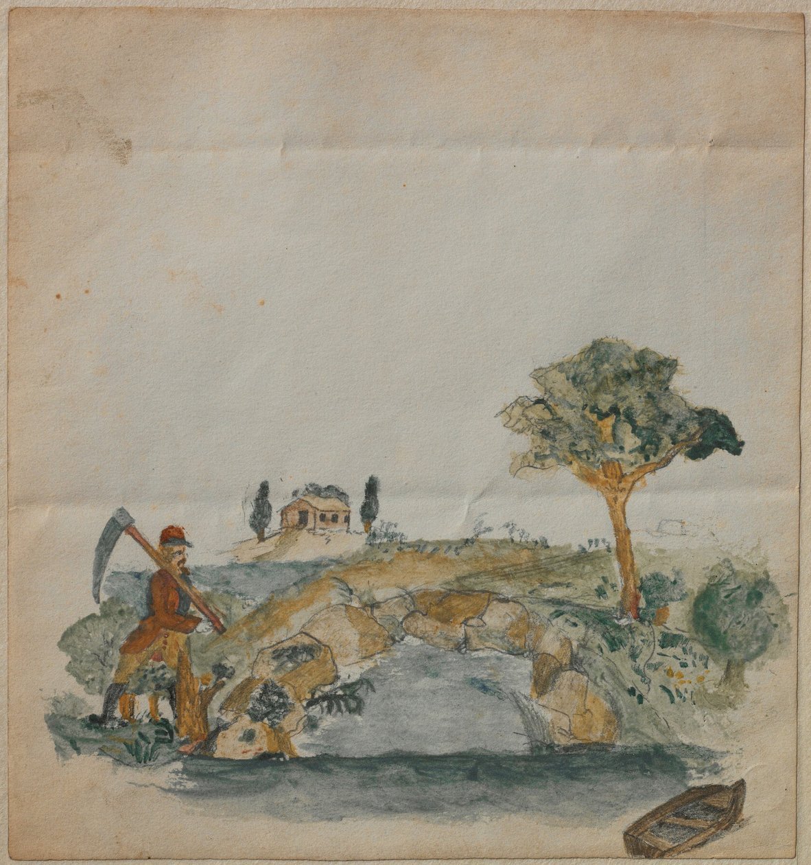 Paisaje con un lago de Carl Larsson