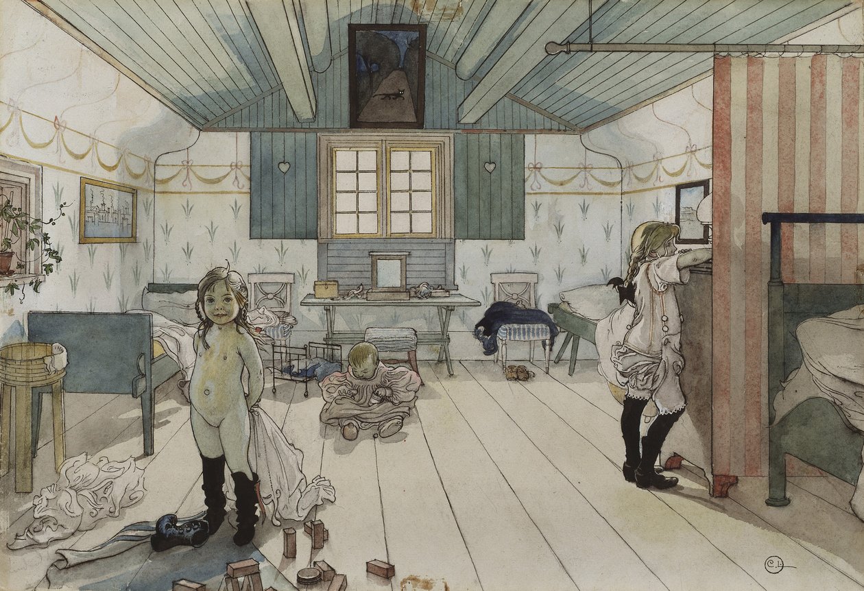 Mamás y la Habitación de las Niñas Pequeñas, de la serie Un Hogar, c.1895 de Carl Larsson