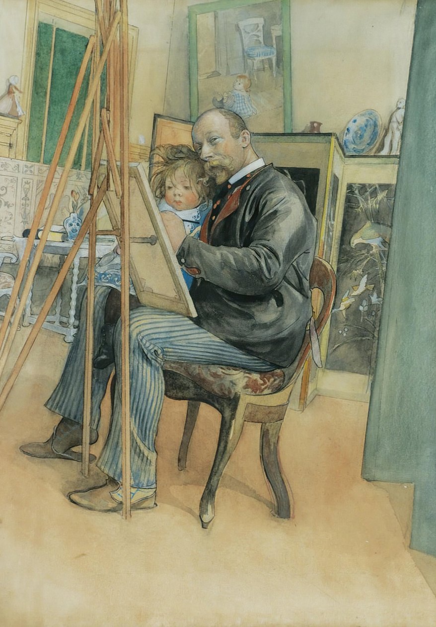 Imagen en el Espejo con Brita de Carl Larsson