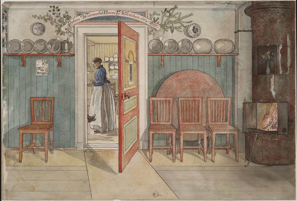 La vieja Anna. De «Un hogar» (26 acuarelas) de Carl Larsson