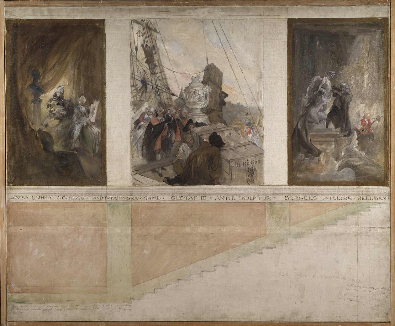 Segundo proyecto de decoración de las paredes de la sala inferior del NM de Carl Larsson