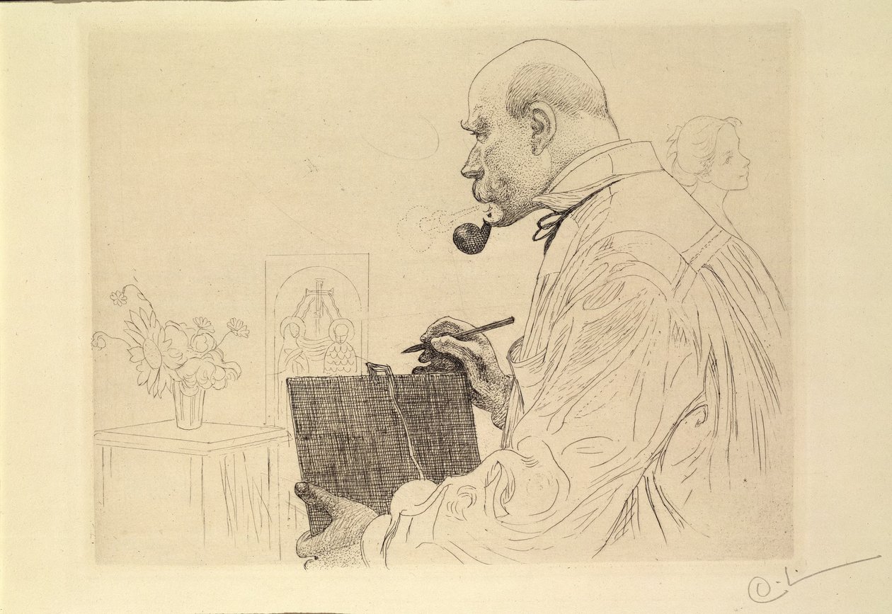 Autorretrato como grabador de Carl Larsson