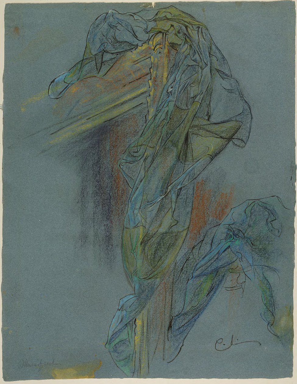 Estudio de un marco y un drapeado de «El triunfo de Venus», de Boucher: dibujo preliminar para el fresco de Lovisa Ulrika en la escalera del Nationalmuseum de Estocolmo de Carl Larsson