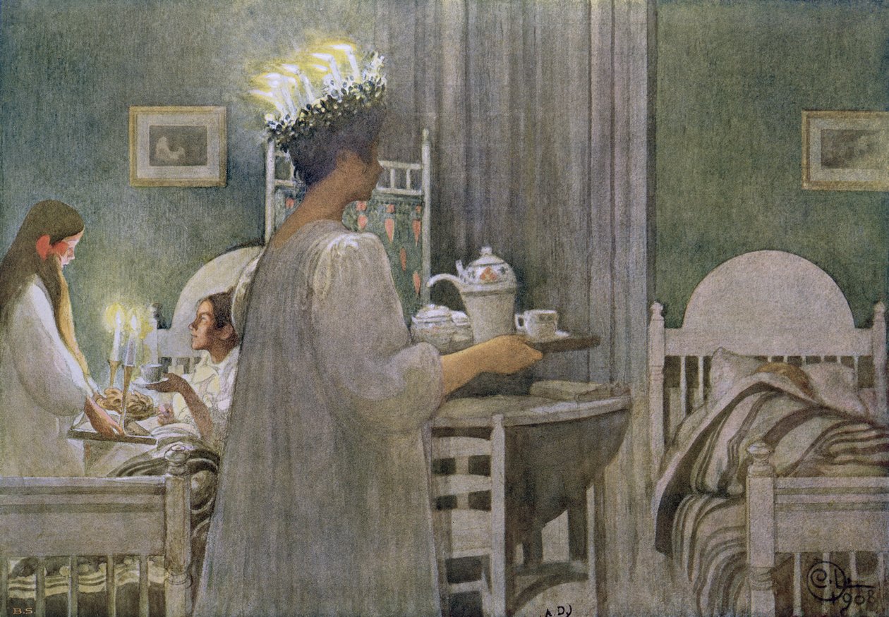 La fiesta de Santa Lucía el 13 de diciembre de Carl Larsson