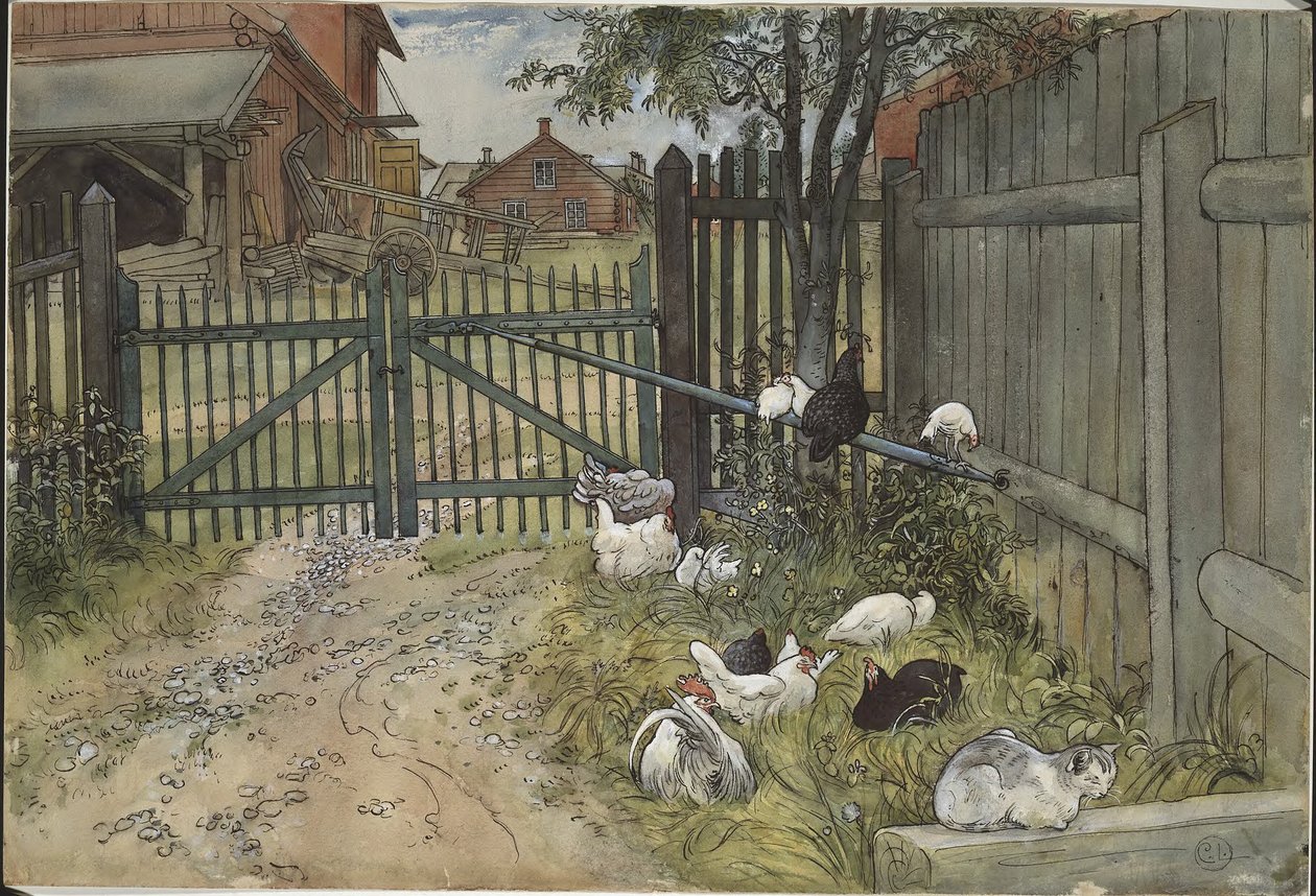La puerta. De Un hogar (26 acuarelas) de Carl Larsson