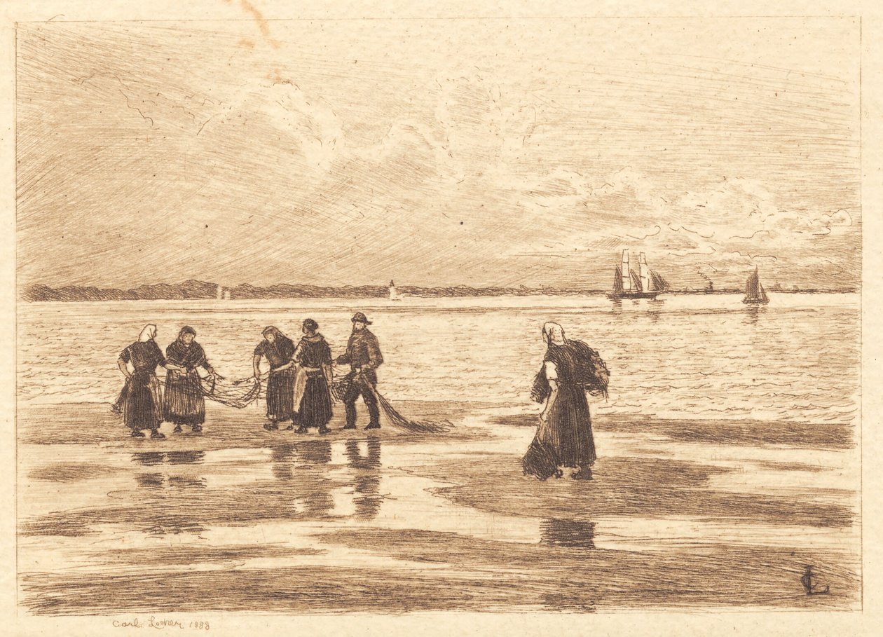 Mujeres desenredando hilo de Carl Locher