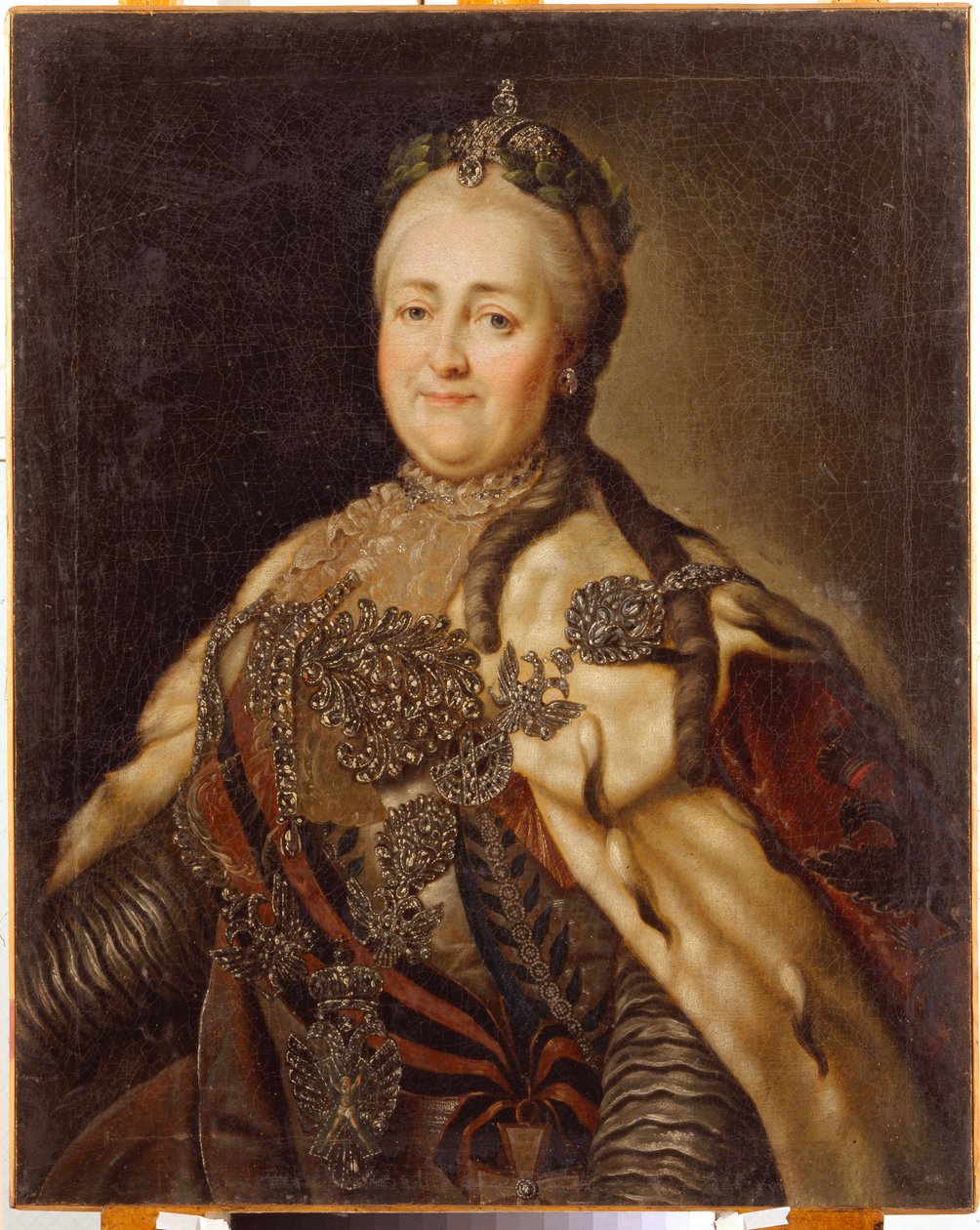 Retrato de la emperatriz Catalina II (1729-1796). Pintura de Carl Ludwig Johann Christineck (1732-1792), óleo sobre lienzo de Carl Ludwig Christinek