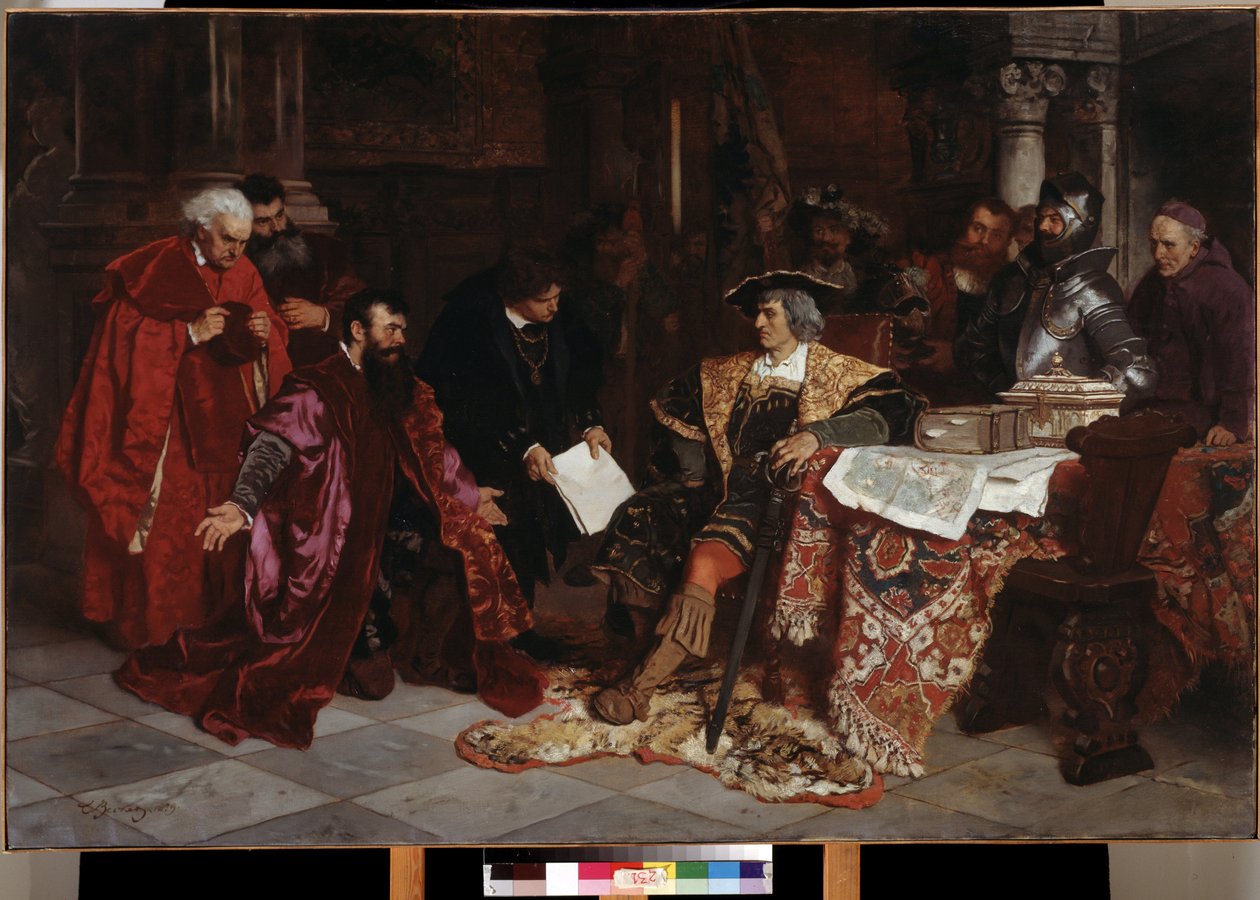 ""El emperador Maximiliano I (1459-1519) recibe a los embajadores venecianos en Verona"" (El emperador Maximiliano recibe a los embajadores venecianos en Verona) Pintura de Carl Ludwig Friedrich Becker (1820-1900) 1879 Museo Pushkin, Moscú de Carl Ludwig Friedrich Becker