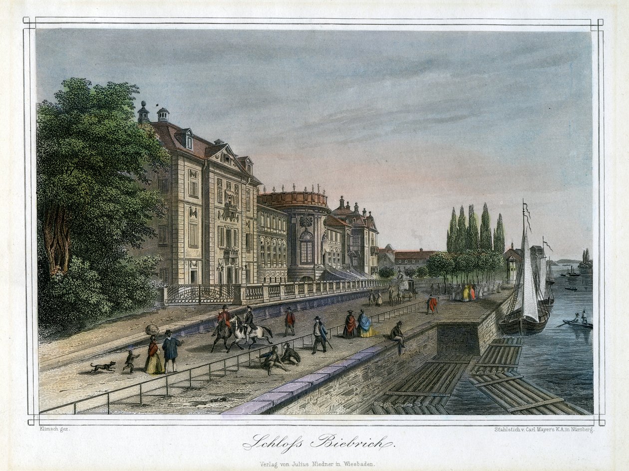 Palacio de Biebrich, Wiesbaden, Alemania, c. 1820 de Carl Mayer