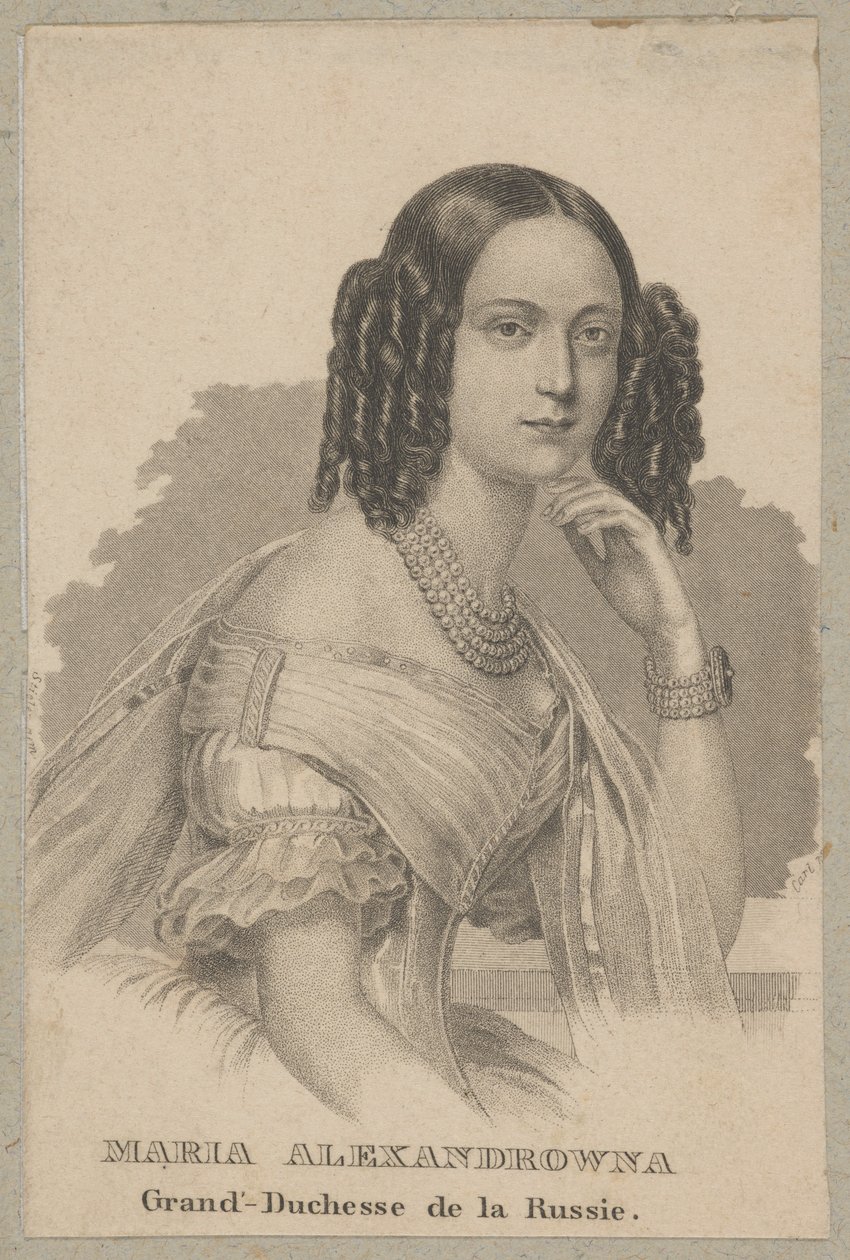 María Aleksándrovna (nacida Maximiliane Wilhelmine Marie de Hesse-Darmstadt, 1824 Darmstadt - 1880 San Petersburgo) - hija menor de Luis II de Hesse y Guillermina de Baden, princesa de Hesse, emperatriz de Rusia como esposa del zar Alejandro II de Carl Mayer