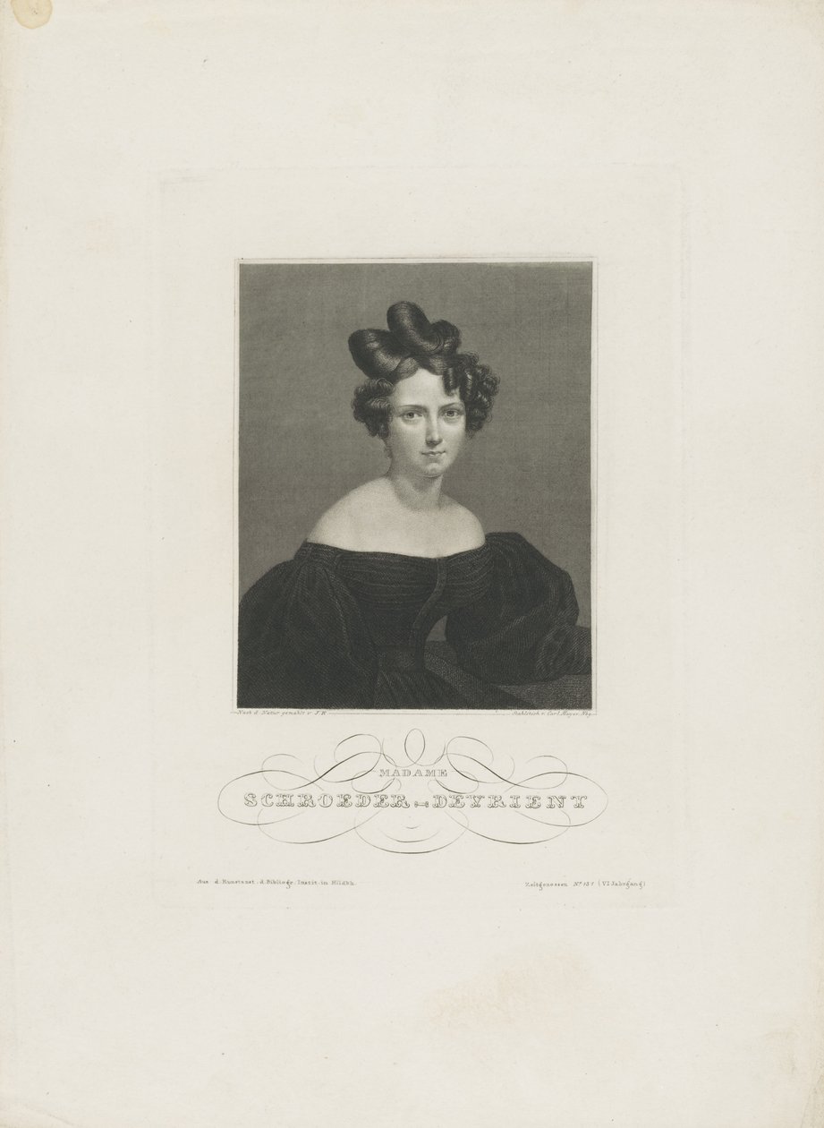 Retrato de la cantante de ópera Wilhelmine Schröder-Devrient 1804-1860, c. 1840 de Carl Mayer