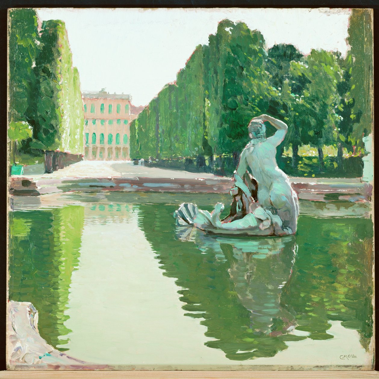 La hermosa fuente del parque de Schönbrunn -1910 ... (pintura sobre lienzo) de Carl Moll