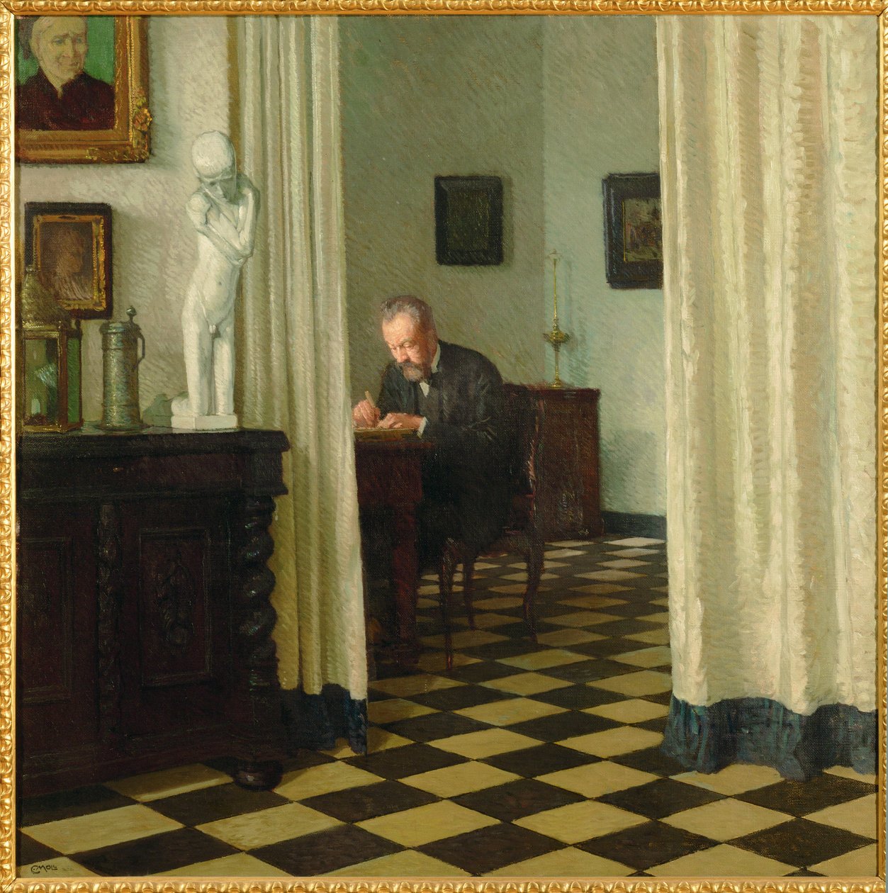 Autorretrato en su estudio ... (pintura sobre lienzo) de Carl Moll