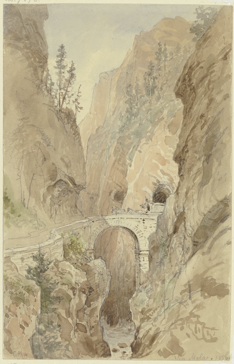 Vista de la Via Mala en la carretera del Splügen de Carl Morgenstern