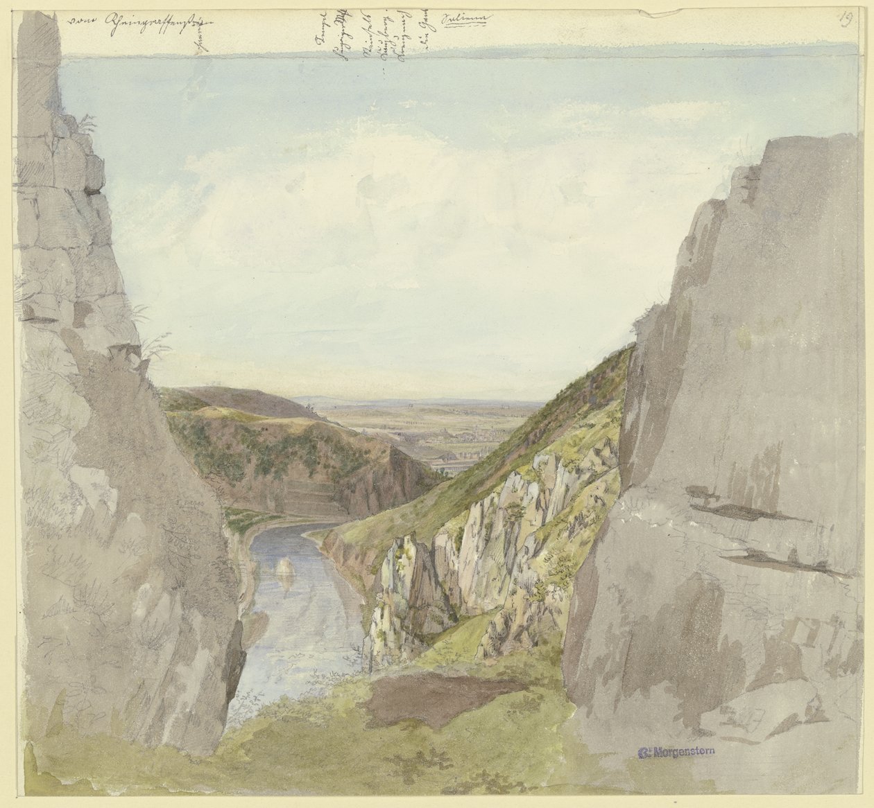 Vista desde el Rheingrafenstein hacia el valle del Nahe de Carl Morgenstern