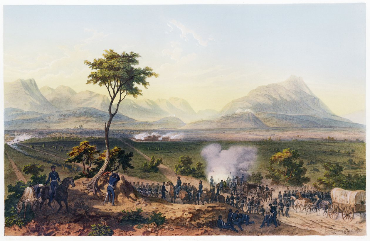 Captura de Monterrey, de The War Between the United States and Mexico, pub. 1851 (litografía en color) de Carl Nebel