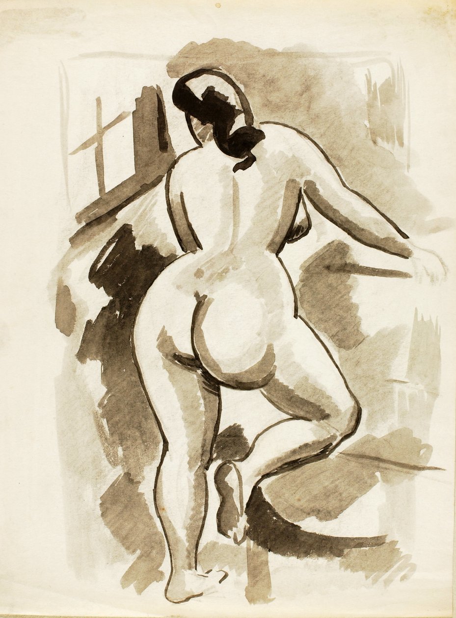 Vista trasera de desnudo femenino de pie de Carl Newman