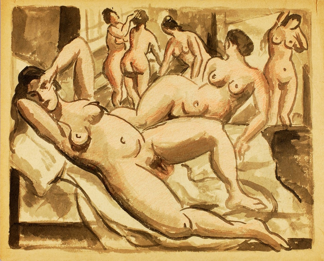 Grupo de seis desnudos femeninos de Carl Newman