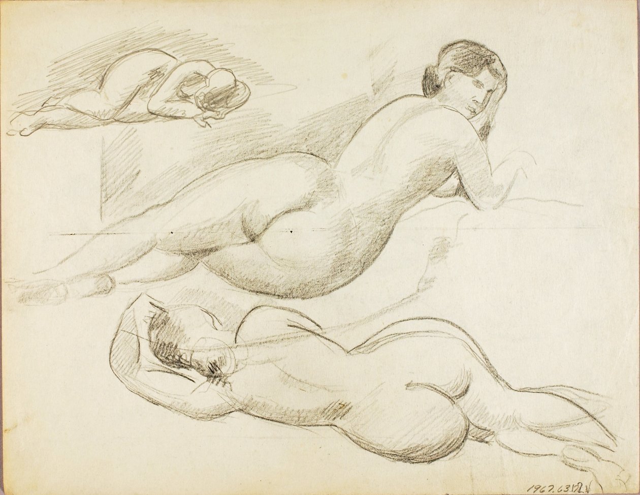Grupo de tres desnudos femeninos reclinados de Carl Newman